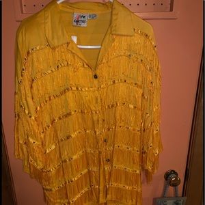 Two piece royal blue and gold set